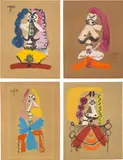 Portraits imaginaire (Imaginary Portraits): four plates by Pablo Picasso, 1969, Four offset lithographs in colours, on Arches paper, the full sheets, sold Jan 2022
