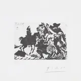 Pablo Picasso, Reître enlevant une femme pour le compte d'un cavalier (Reiter Abducting a Woman on Behalf of a Rider), plate 146 from 347 Series (Bl. 1626, Ba. 1642), 1968, Aquatint, on BFK Rives paper, with full margins