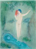 Le Baiser de Chloé (Chloe's Kiss), from Daphnis et Chloé (Daphnis and Chloé) (M. 316, C. 46) by Marc Chagall, 1961, Lithograph in colours, on Arches paper, the full sheet, sold Jan 2022