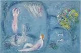 La Caverne des nymphes (The Nymph's Cave), from Daphnis et Chloé (Daphnis and Chloé) (M. 321, C. 46) by Marc Chagall, 1961, Lithograph in colours, on Arches paper, the full sheet, sold Jan 2022