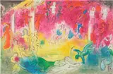Temple et histoire de Bacchus (Temple and History of Bacchus), from Daphnis et Chloé (Daphnis and Chloé) (M. 346, C. 46) by Marc Chagall, 1961, Lithograph in colours, on Arches paper folded (as issued), the full sheet, sold Jan 2022