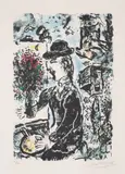 Le Peintre au chapeau (The Painter in Hat) (M. 1010) by Marc Chagall, 1983, Lithograph in colours, on Arches paper, with full margins, sold Jan 2022