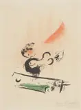 La Tour Eiffel verte, Paris (The Green Eiffel Tower, Paris) (M. 201) by Marc Chagall, 1957, Lithograph in colours, on Arches paper, with full margins, sold Jan 2022