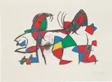Joan Miró Lithographs II: one plate (M. 1046, C. 198) by Joan Miró, 1975, Lithograph in colours, on Arches paper, with full margins, sold Jan 2022