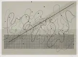 John Cage, Fontana Mix (Light Grey), 1981, Screenprint in colours, on Arches paper, with full margins, with three Celluloid (Mylar) templates printed in black
