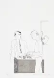 David Hockney, He Enquired after the Quality, plate 3 from Illustrations for 14 Poems by C.P. Cavafy (S.A.C. 49, M.C.A.T. 49), 1966-7, Etching and aquatint, on handmade Crisbrook paper, with full margins