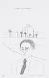 David Hockney, Portrait of Cavafy in Alexandria, plate I from Illustrations for 14 Poems by C.P. Cavafy (S.A.C. 47, M.C.A.T. 47), 1967, Etching and aquatint, on handmade Crisbrook paper, with full margins
