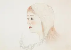 Red Cap (W. 126) by Kiki Smith, 2001, Lithograph in colours with hand-applied coloured pencil, on Lana Gravure paper, the full sheet, sold Jan 2022