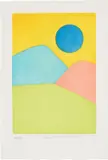 Etel Adnan, L'Apocalypse Arabe (The Arab Apocalypse), 2020, Aquatint in colours, on wove paper, with full margins, with accompanying 88-page book, the sheet loose (as issued) contained in the original purple linen-covered portfolio