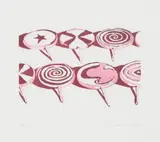 Wayne Thiebaud, Little Red Suckers, 1971/2014, Aquatint in red, on Somerset paper, with full margins