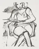 Richard Diebenkorn, Seated Woman with Crossed Hands, 1965, Lithograph, on BFK Rives paper, with full margins
