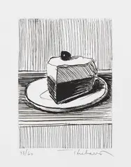 Pie Slice by Wayne Thiebaud, 1962, Etching, on Fabriano paper, with full margins, sold Jan 2022