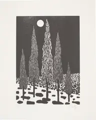 Nicolas Party, Trees, 2020, Woodcut, on BFK Rives paper, with full margins