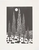 Nicolas Party, Trees, 2020, Woodcut, on BFK Rives paper, with full margins