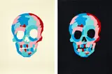 Bradley Theodore, Skull Print, 2020, The pair of screenprints in colours with diamond dust, on cotton archival paper, the full sheets