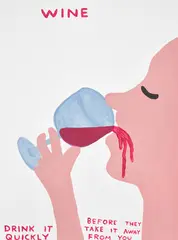 David Shrigley, Wine, 2021, Screenprint in colours with varnish overlay, on Somerset paper, the full sheet