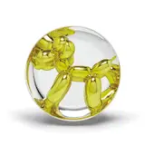 Jeff Koons, Balloon Dog (Yellow), 2015, Porcelain multiple painted in chrome, contained in the original Styrofoam-lined presentation box with silver printed signature and original plastic stand