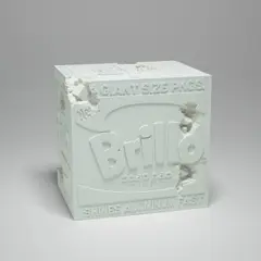 Eroded Brillo Box (Blue) by Daniel Arsham, 2020, Cast resin multiple, contained in the original foam-lined blue presentation box, sold Jan 2022
