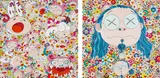 New Day: Lots, Lots of Kaikai and Kiki; and Self-Portrait Of The Distressed Artist by Takashi Murakami, 2011; and 2009, Two offset lithographs in colours, on smooth wove paper, the full sheets, sold Jan 2022