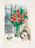 Les fleurs rouges (The Red Flowers) (M. 705) by Marc Chagall, 1973, Lithograph in colours, on Arches paper, with full margins, sold Jun 2022