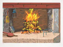A Bigger Fire, from My Normandy by David Hockney, 2020, iPad drawing in colours, printed on wove paper, with full margins, sold Jun 2022