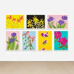 Alex Katz, Flowers, 2021, The complete set of seven archival pigment prints in colours, on Innova Etching Cotton Rag paper, the full sheets