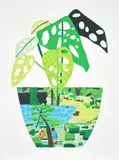 Jonas Wood, Landscape Pot with Plant, 2017, Screenprint in colours, on Somerset Satin Enhanced paper, with full margins