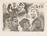 Pablo Picasso, Autour d'El Greco et de Rembrandt: Portraits (Around El Greco and Rembrandt: Portraits), plate 40 from 347 Series (Bl. 1520, Ba. 1536), 1968, Etching and aquatint, on Rives paper, with full margins