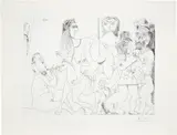 Pablo Picasso, Degas imaginant, fête champêtre, avec bal musette masqué (Degas Imagining, Party with a Masked Ball), plate 112 from Séries 156 (Bl. 1967, Ba. 1976), 1971, Etching, on BFK Rives paper, with full margins