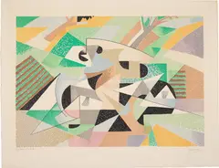 Gino Severini, Le cycliste (The Cyclist) (M. 31), 1956, Lithograph in colours, on BFK Rives paper, with full margins