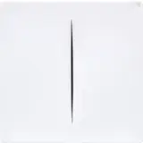 Lucio Fontana, Concetto Spaziale (Space Concept) (White) (R. & R. M15), 1968, Vacuum-formed plastic multiple, with the original cardboard box