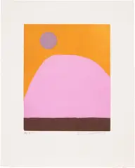 Pink Whale by Etel Adnan, 2017, Aquatint in colours, on Arches paper, with full margins, sold Jun 2022