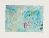 Nicola De Maria, Paese etrusco (Etruscan Countryside), from Tesoro (Treasure), 1981, Lithograph in colours with hand-colouring in ink, watercolour, and acrylic, on handmade paper, the full sheet laid to Fabriano Cotone paper (as issued)