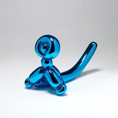 Jeff Koons, Balloon Monkey (Blue), 2017, Porcelain multiple painted in chrome, contained in the original Styrofoam-lined box with silver printed signature