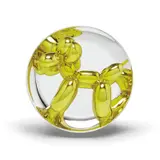 Jeff Koons, Balloon Dog (Yellow), 2015, Porcelain multiple painted in chrome, contained in the original Styrofoam-lined presentation box with silver printed signature and original plastic stand