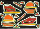 Katherine Bernhardt, Cheeseburger Deluxe, 2016, Lithograph in colours, on Somerset Velvet paper, with full margins