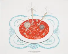 Frank Moore, Radio Pudding (for Joe Brainard), 2000, Monotype, photo-engraving, screenprint, and letterpress in colours, on Zerkall paper, with full margins