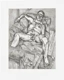 Lucian Freud, Man Posing (H. 27, F. 44, T. 37), 1985, Etching, on Somerset paper, with full margins