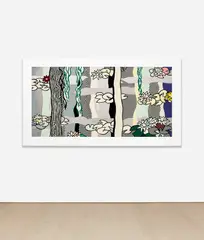 Roy Lichtenstein, Water Lilies with Willows, from Water Lilies (C. 266), 1992, Screenprinted enamel in colours, on processed and swirled stainless steel, the full sheet
