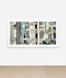 Roy Lichtenstein, Water Lilies with Willows, from Water Lilies (C. 266), 1992, Screenprinted enamel in colours, on processed and swirled stainless steel, the full sheet