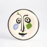 Visage no. 197 (Face no. 197) (R. 494) by Pablo Picasso, 1973, White earthenware round plate painted in colours and glazed, sold Sep 2022