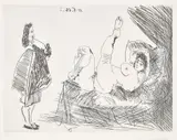 Pablo Picasso, Visiteur Rembranesque chez une courtisane folâtre (Rembrandtesque Visitor to a Playful Courtesan), plate 74 from 347 Series (Bl. 1554, Ba. 1570), 1968, Etching and aquatint, on Rives paper, with full margins