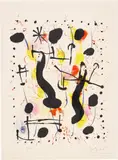 La bauge du sanglier (The Lair of the Wild Boar), plate II from Haï-Ku (M. 551, C. 118)) by Joan Miró, 1967, Lithograph in colours, on Arches paper, with full margins, sold Sep 2022
