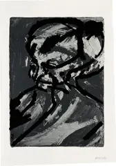 Frank Auerbach, Head of G.B., from Heads and Figures (M. 13), 1966, Screenprint in colours, on T.H. Saunders paper, with full margins