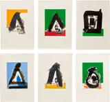 The Basque Suite: six plates (E. & B. 79,-80, 84-87, B. 50-51, 55-58) by Robert Motherwell, 1971, Six screenprints in colours, on J.B. Green paper, with full margins, sold Sep 2022