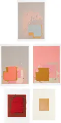 John Hoyland, The New York Suite: three plates; Untitled (Red); and Ochre-Pink, 1971; and 1975, Four screenprints and one etching in colours, on various papers, with full margins