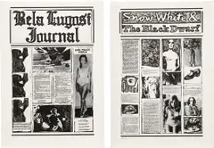Joe Tilson, Bela Lugosi Journal II; and Snow White and the Black Dwarf, 1970, Two intaglio prints, on wove paper, with full margins