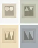 Gordon House, Arcs Within a Square; and Triangles Within a Square (B. 56-62, 71-74), 1971, Two complete portfolios comprising 13 etching and aquatints in colours, on coloured and white handmade papers, with full margins, with the accompanying two justifications