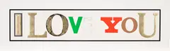 I Love You by Peter Blake, 2010, Screenprint in colours with diamond dust and gold leaf, on heavy wove paper, with full margins, sold Sep 2022