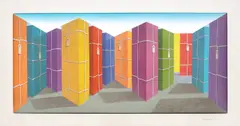Presents by Patrick Hughes, 1997, Multiple comprising 3D lithograph in colours, with hand-colouring by Jack Shirreff, on constructed wove paper mounted to, sold Sep 2022